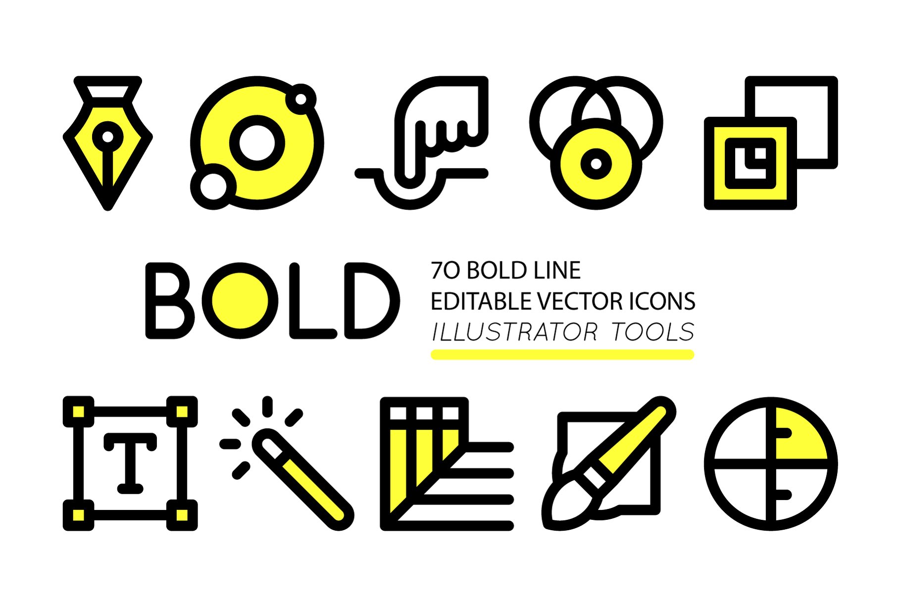 有趣加粗的 adobe illustrator 工具图标 bold icons