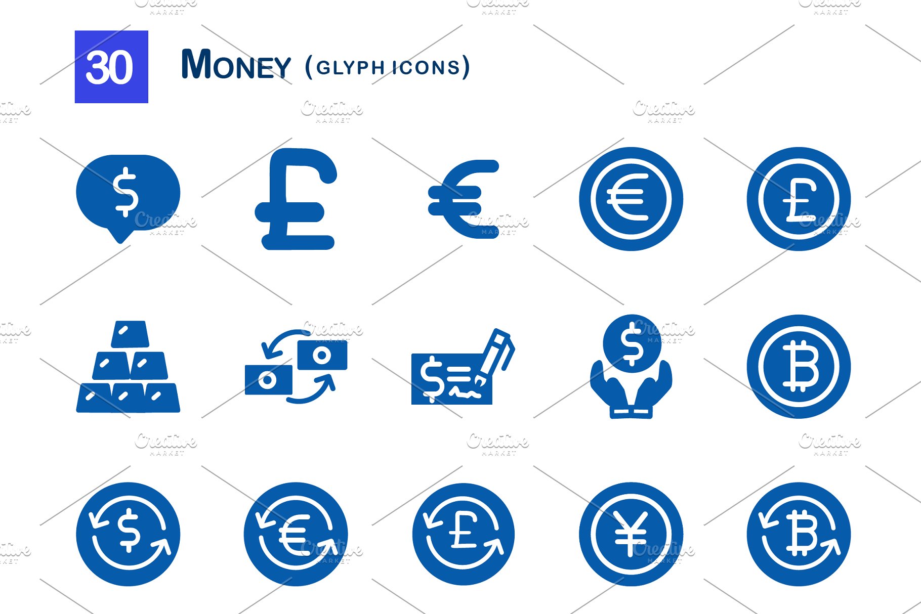 钱相关的图标 30 money glyph icons